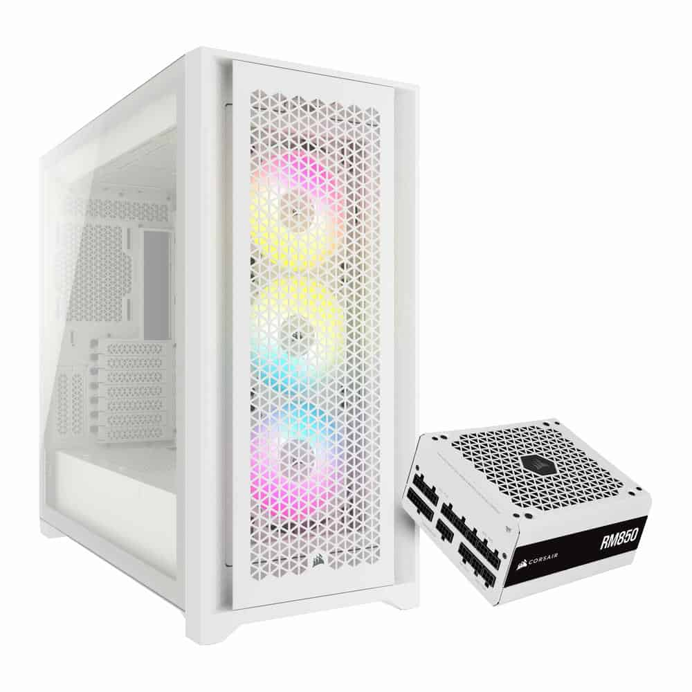 Corsair 5000D RGB Airflow White Chassis + Corsair RM850 White PSU Bundle